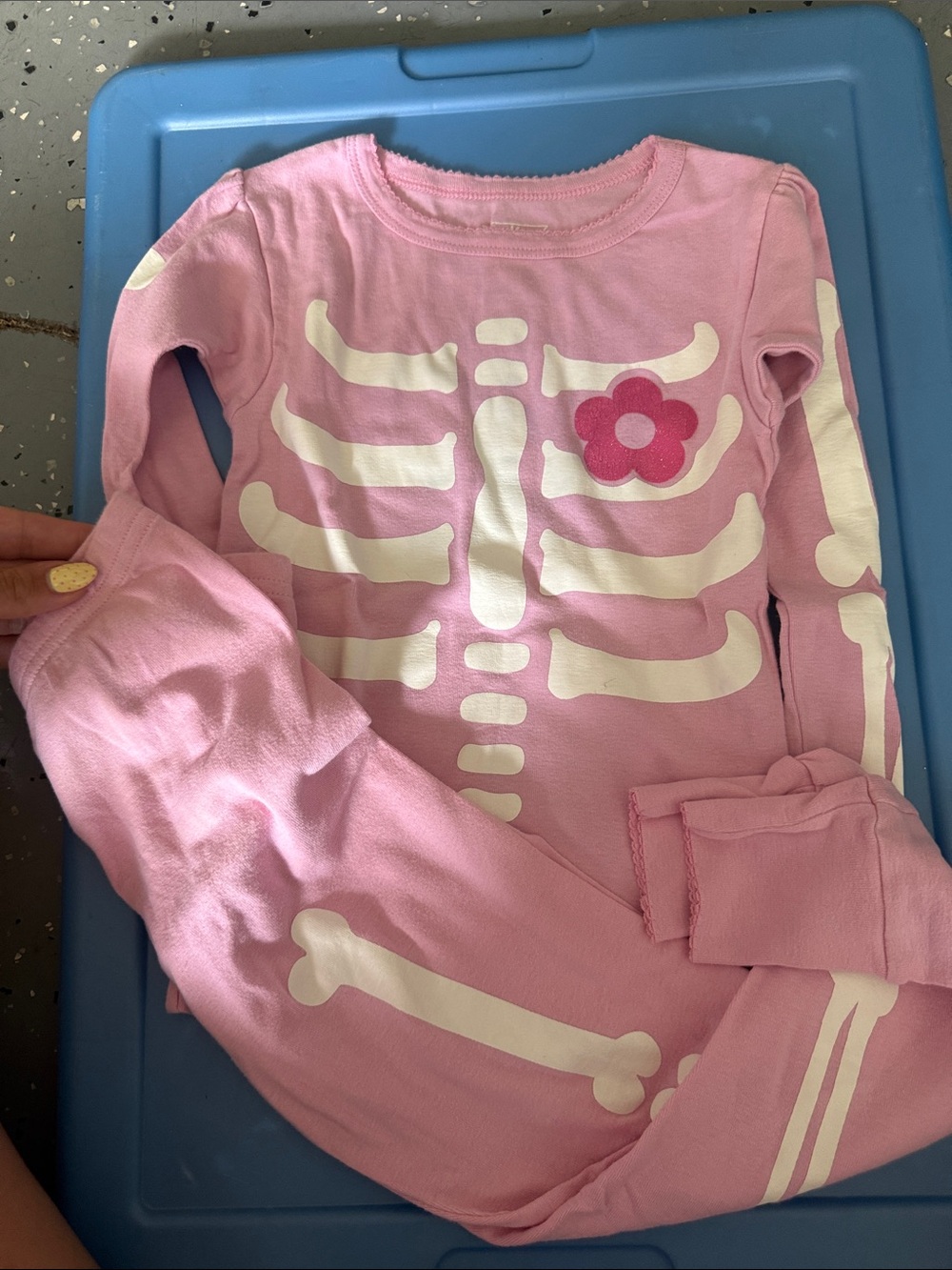 OshKosh B'gosh Pink Skeleton Pajama Set with Flower Accent